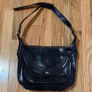 Patricia Nash Camilla Black Leather Shoulder Bag Excellent Condition